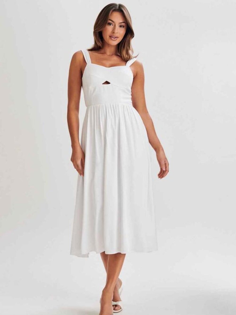 Meshki Thandi Midi Dress With Back Tie - White